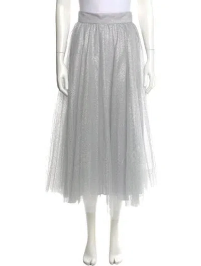 Pre-owned Zimmermann Embroidered Accent Midi Length Skirt W/ Tags In Gray