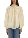 Zimmermann Cream Ramie Coco Embroidered Blouse In White