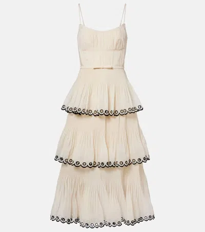 Zimmermann Embroidered Bustier Dress In White