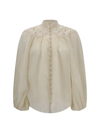 Zimmermann Embroidered Blouse "coco" In White