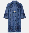 Zimmermann Aster Broderie Anglaise-trimmed Cotton-denim Mini Dress In Blue