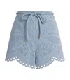 Zimmermann Embroidered Daylight Denim Shorts In Blue