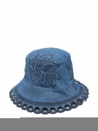 ZIMMERMANN EMBROIDERED DENIM BUCKET HAT