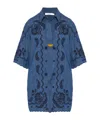 Zimmermann Aster Broderie Anglaise-trimmed Cotton-denim Mini Dress In Multi