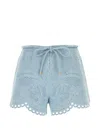 Zimmermann Daylight Scalloped Broderie Anglaise Denim Shorts In Blue