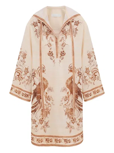 ZIMMERMANN EMBROIDERED HOODED DRESS