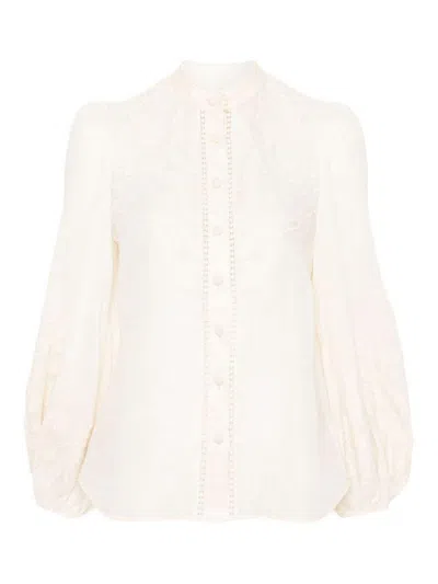 Zimmermann Ottie Embroidered Blouse In Beige