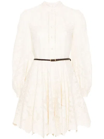 ZIMMERMANN ZIMMERMANN EMBROIDERED LINEN MINI DRESS