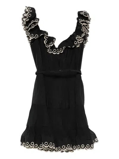 Zimmermann Embroidered Mini Dress In Black