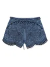 Zimmermann Womens Railway Blue Coco Embroidered Denim Shorts Xs