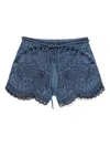 Zimmermann Womens Railway Blue Coco Embroidered Denim Shorts