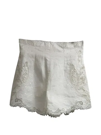 Pre-owned Zimmermann Embroidered Shorts In White