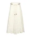 Zimmermann Cotton Rhiannon Embroidered Midi Skirt