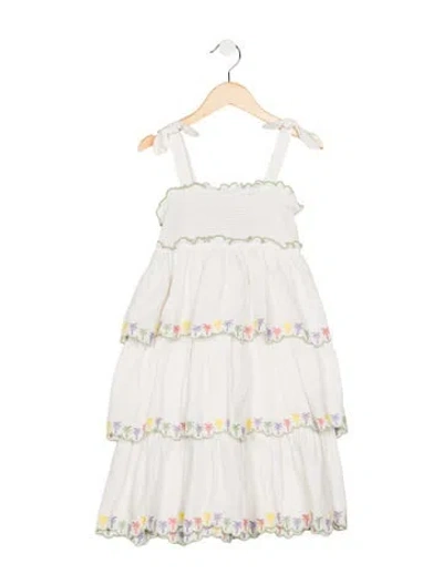 Pre-owned Zimmermann Kids' Embroidered Sleeveless Casual Sundress In White