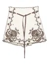 Zimmermann Womens Ivory Chocolate Ascension Embroidered Linen Shorts In White