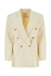 Zimmermann Luminosity Oversized Double-breasted Pinstriped Wool And Cotton-blend Blazer