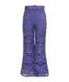 Zimmermann Pop Embroidered Belted Flared Pants In Blue