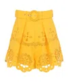 Zimmermann Pop Broderie Anglaise Linen Shorts In Yellow