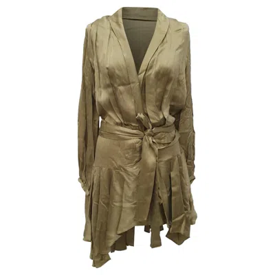 Zimmermann Empire Wrap Mini Dress In Olive Silk In Green