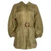 Zimmermann Estelle Belted Playsuit In Brown Linen In Brown