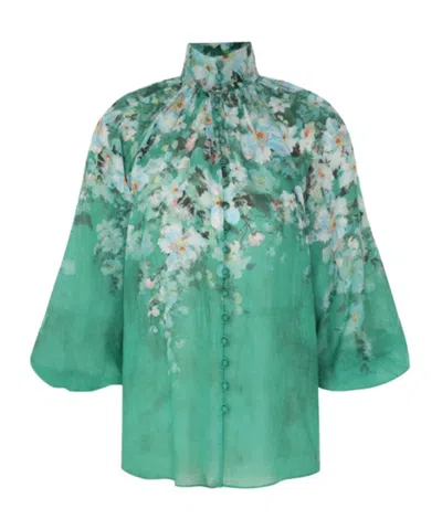 Zimmermann Everley Blouse In Green