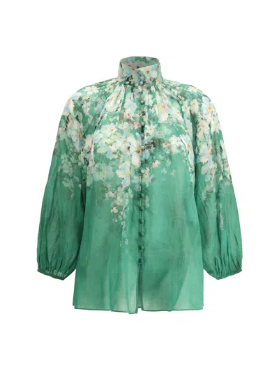 Zimmermann Everley Blouse In Green