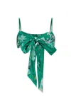 Zimmermann Womens Everley Bow Floral-pattern Linen Bralette Green Watercolour Floral In Green