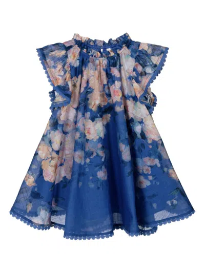 Zimmermann Kids' Everley Dress In 蓝色