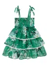 Zimmermann Girl's Everley Floral-print Smocked Dress In 绿色