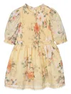 Zimmermann Girl's Everley Smocked Floral-print Dress In 黄色