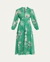 Zimmermann Everley Floral-print Cotton-voile Midi Wrap Dress In Green Watercolour Floral