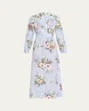 Zimmermann Everley Midi Light Blue Multicolor Dress In Light Blue Watercolour Floral