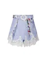 Zimmermann Everley Floral Lace Shorts In Clear Blue