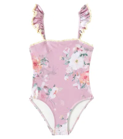 Zimmermann Kids' Everley Floral Swimsuit In Pink