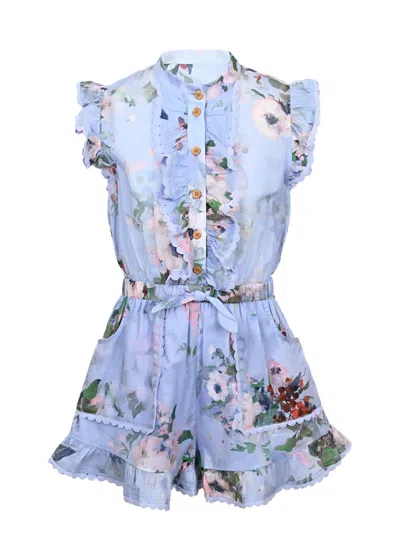 Zimmermann Everley Kids Frill Playsuit In Purple