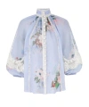 Zimmermann Everley Lace Trim Shirt In Blue