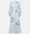 Zimmermann Everley Midi Light Blue Multicolor Dress In Blue