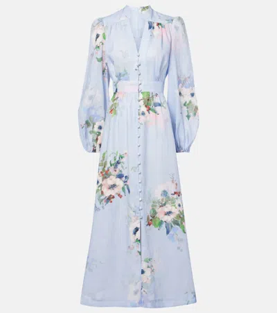 ZIMMERMANN EVERLEY LINEN MIDI DRESS