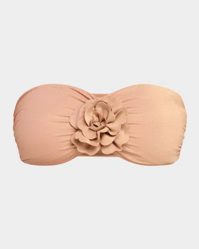 Zimmermann Everley Metallic Floral Bikini Top In Rose