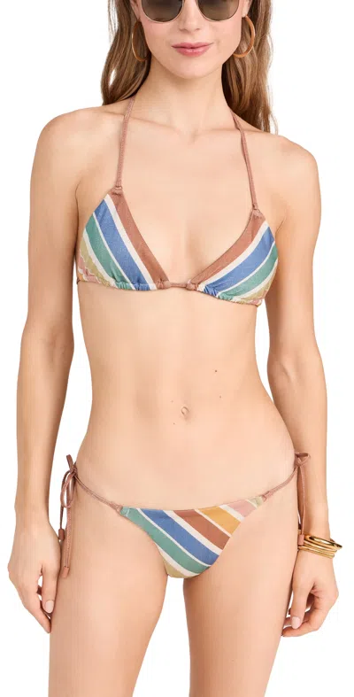 Zimmermann Everley Metallic Mini Bikini Triangle Bikini Set Multi Stripe