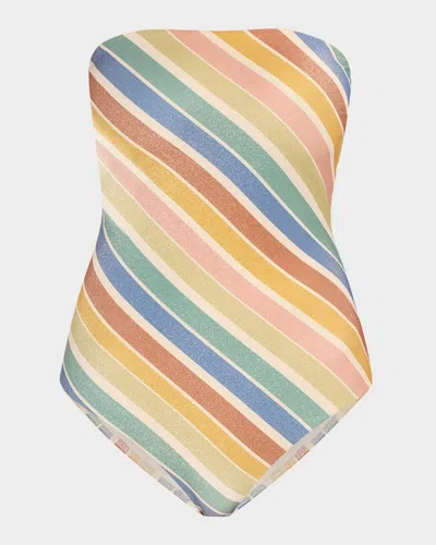 Zimmermann Everley Metallic Stripe One-piece Swimsuit In Multicolor