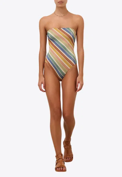 Zimmermann Everley Metallic Stripe One-piece Swimsuit In Multicolor