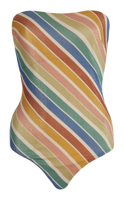 Zimmermann Everley Metallic Stripe One-piece Swimsuit In Multicolor