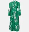 Zimmermann Everley Floral-print Cotton-voile Midi Wrap Dress In Green