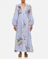 Zimmermann Everley Midi Light Blue Multicolor Dress In Blue