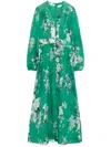 Zimmermann Everley Floral-print Cotton-voile Midi Wrap Dress In Grün