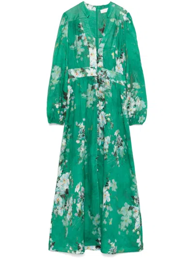 ZIMMERMANN EVERLEY PLUNGE MIDI DRESS