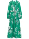Zimmermann Everley Floral-print Cotton-voile Midi Wrap Dress In Green