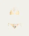 Zimmermann Everley Ring Tie Two-piece Swimsuit In Yellow Watercolour Floral