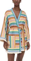Zimmermann Everley Belted Fringed Striped Cotton-voile Robe In Multi Stripe